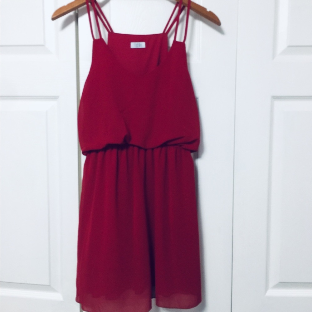 Tobi Statement Strap Red Waistline dress Size Medium